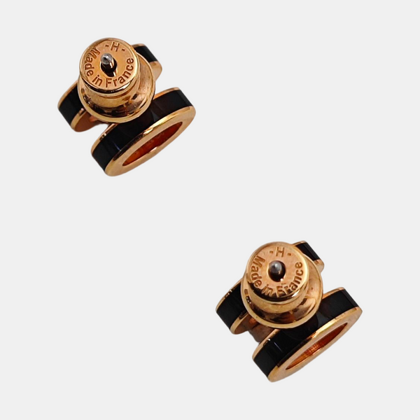 Pop H Metal Black Stud Earrings