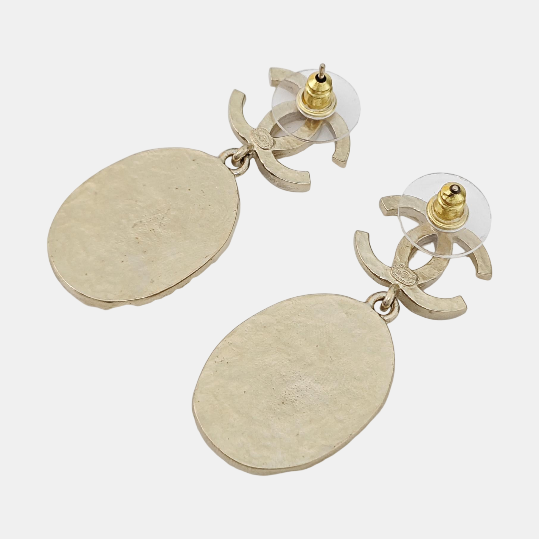 CC Logo Metal Gold Stud Earrings