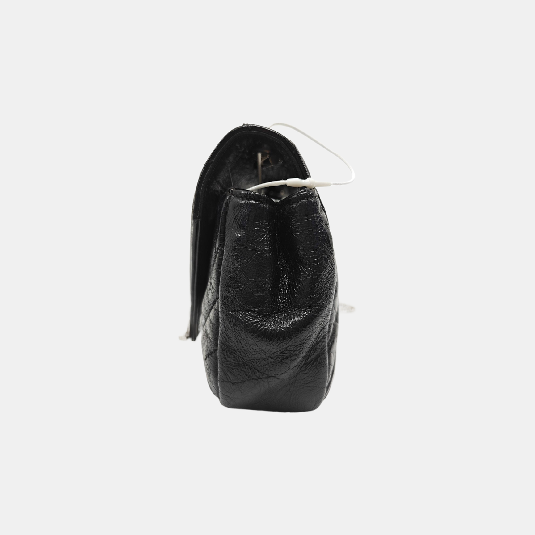 Chevron Calfskin Shoulder Bag Black
