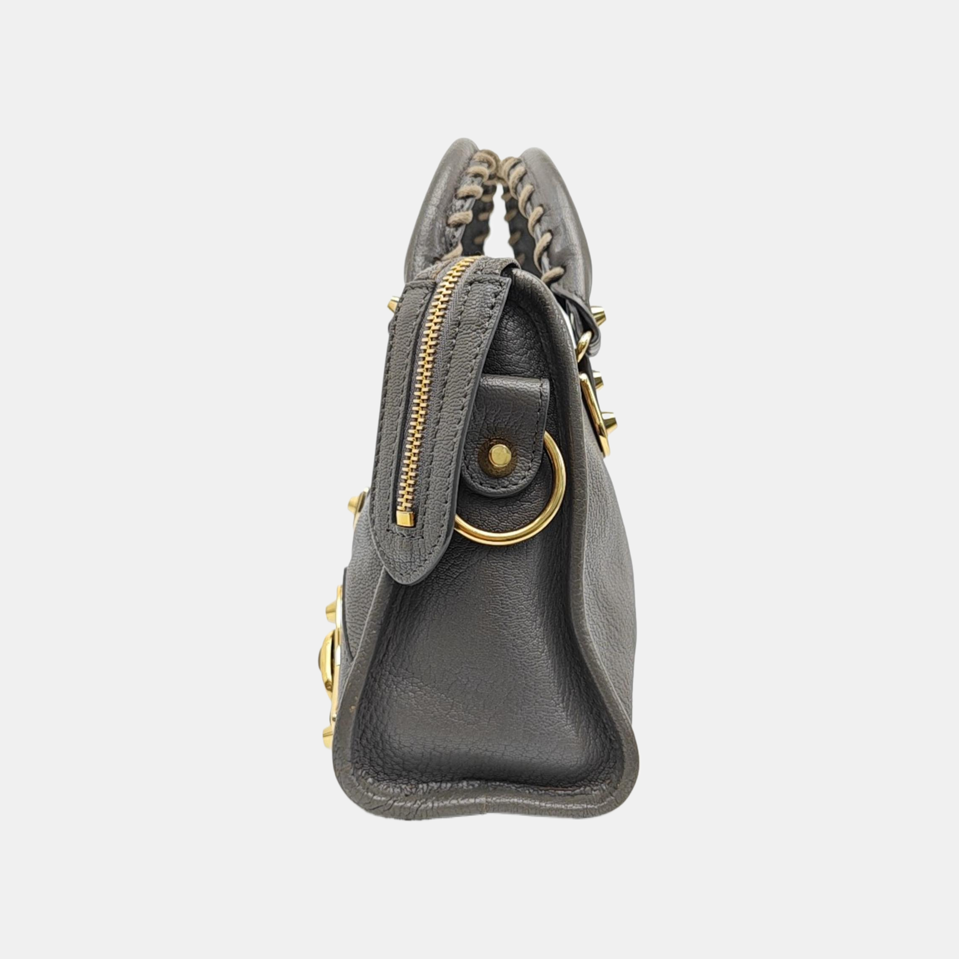 Classic Metallic Edge City Mini Lambskin Gray