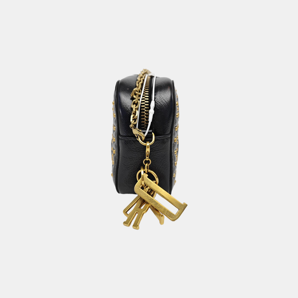 Cannage Calfskin Shoulder Bag Black