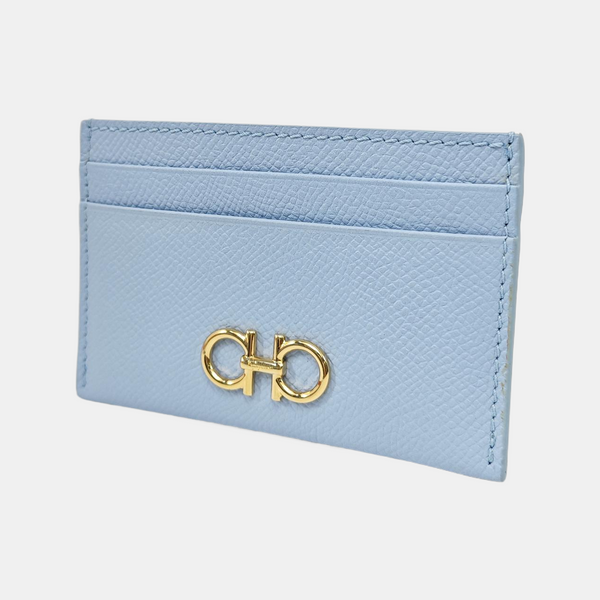 Gancini Calfskin Blue Card Holder