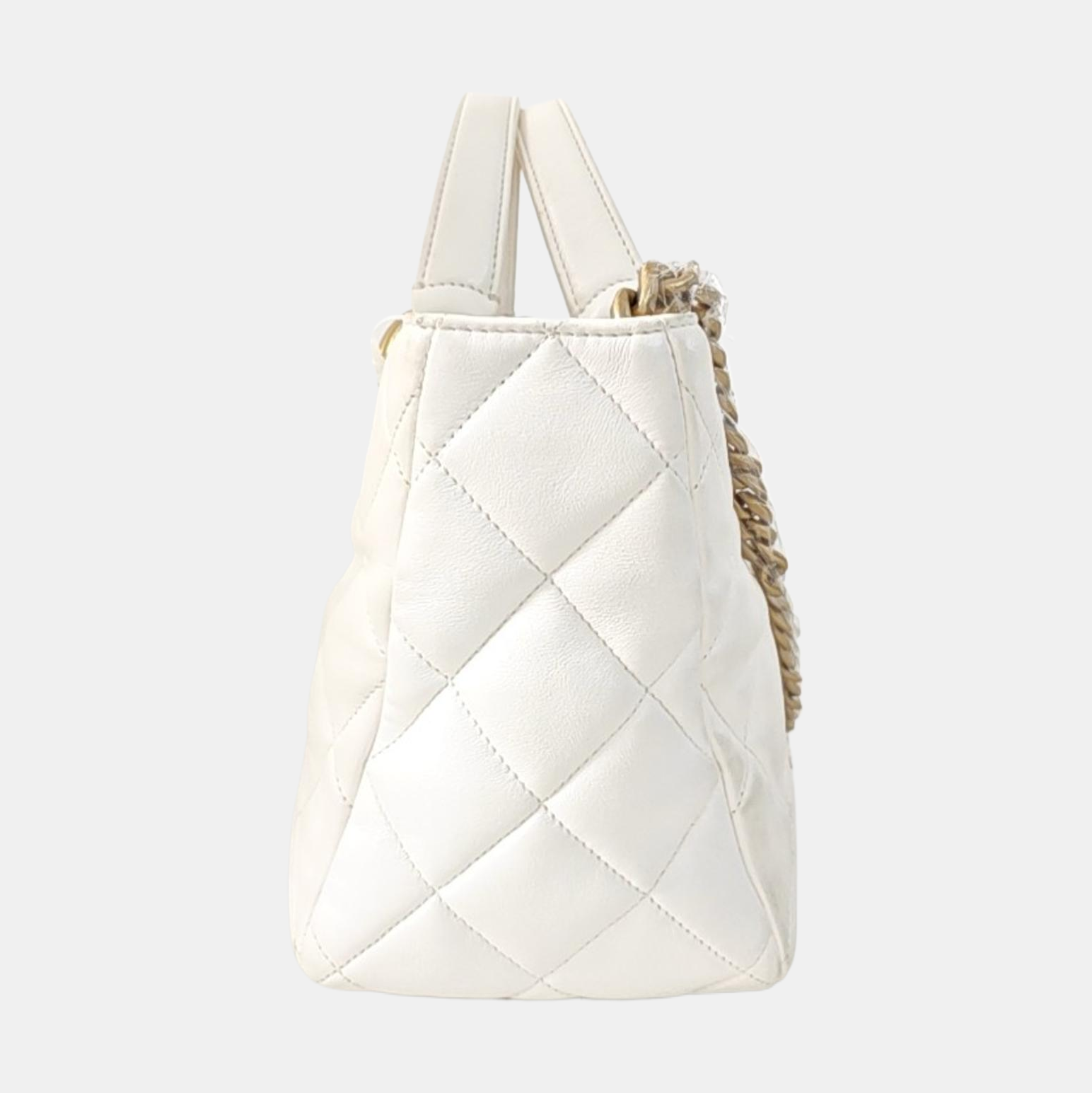 Quilted Lambskin Tote Bag White