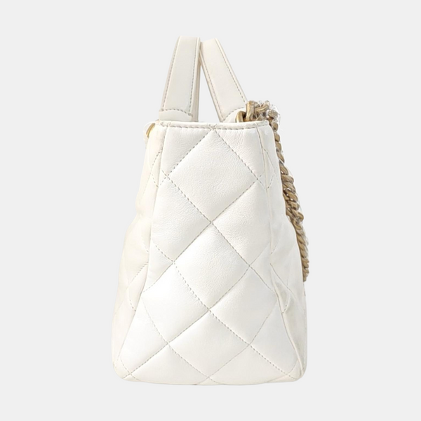Quilted Lambskin Tote Bag White