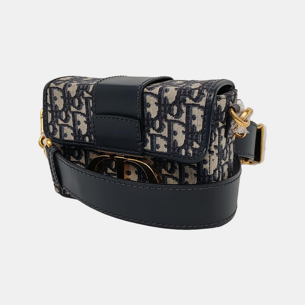 30 Montaigne Mini Oblique Canvas Blue