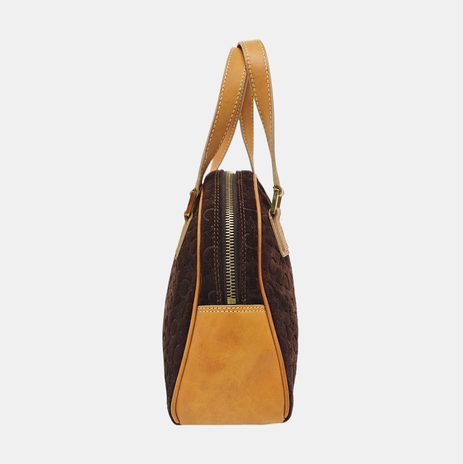 Suede Top Handle Bag Brown
