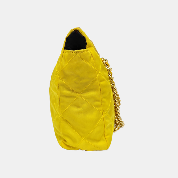 Quilted Nylon Shoulder Bag Yellow