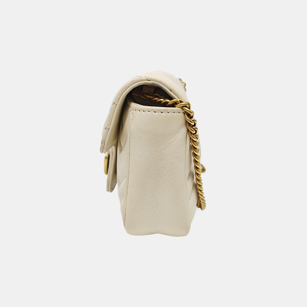GG Marmont Mini Quilted Calfskin White