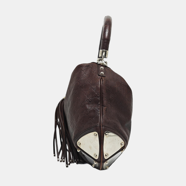 Monogram Calfskin Top Handle Bag Brown