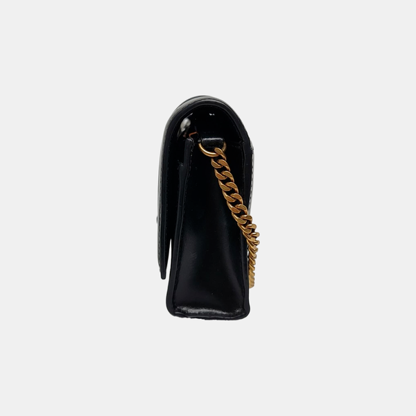 Hourglass Wallet On Chain Mini Calfskin Black