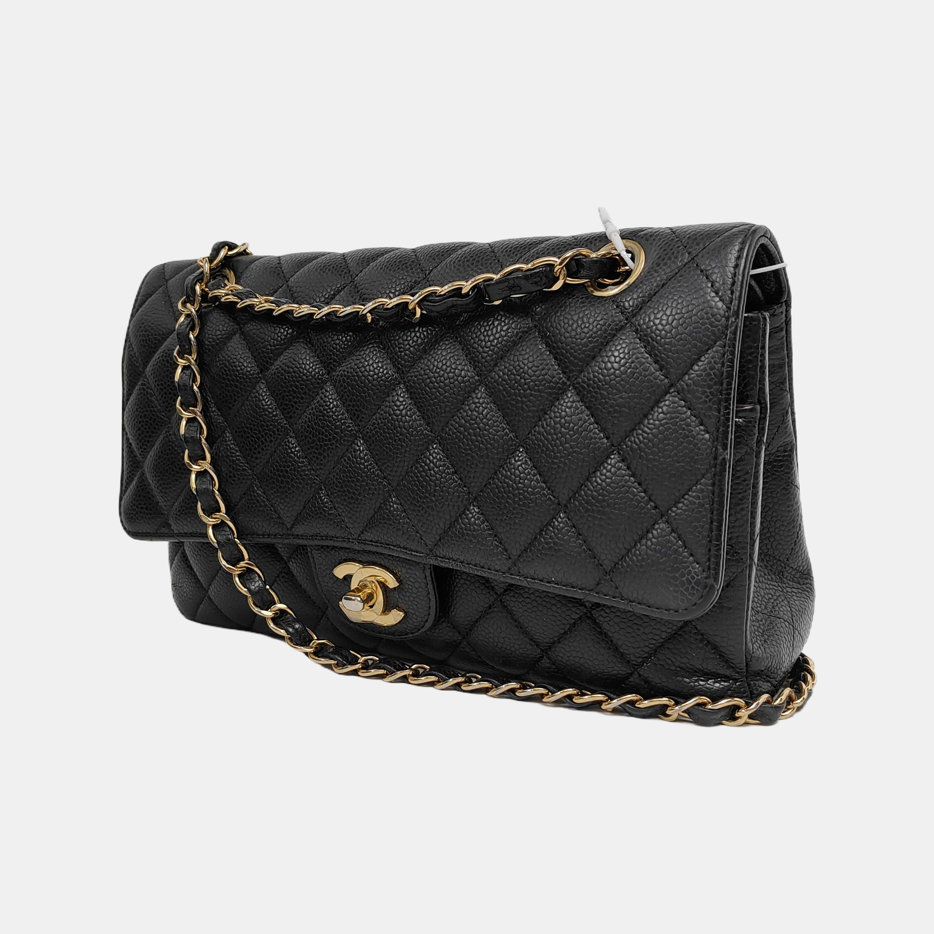 CLASSIC FLAP Medium Quilted Grained Calfskin Black