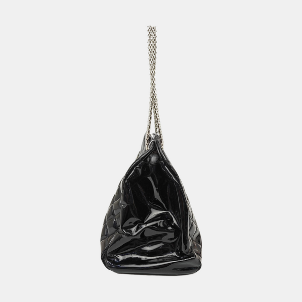 JUST MADEMOISELLE Large Quilted Patent Leather Black