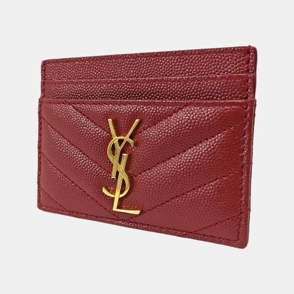 MONOGRAM Chevron Lambskin Red Card Holder