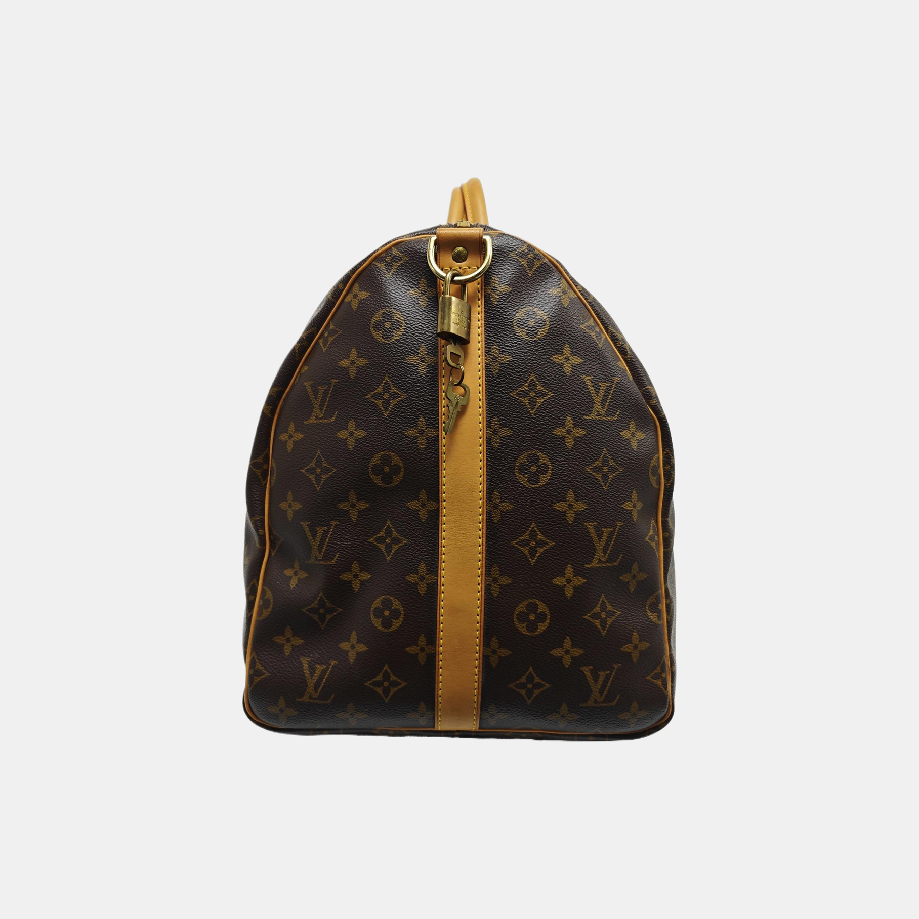 KEEPALL 55 Monogram Coated Canvas Brown