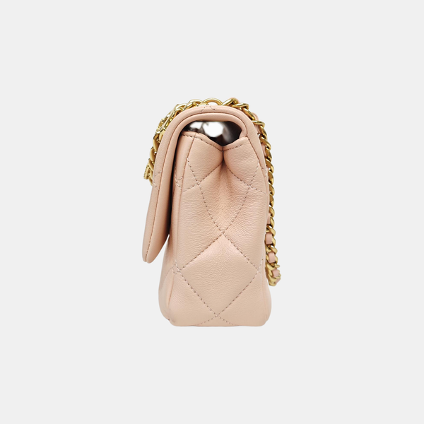 Quilted Lambskin Shoulder Bag Pink