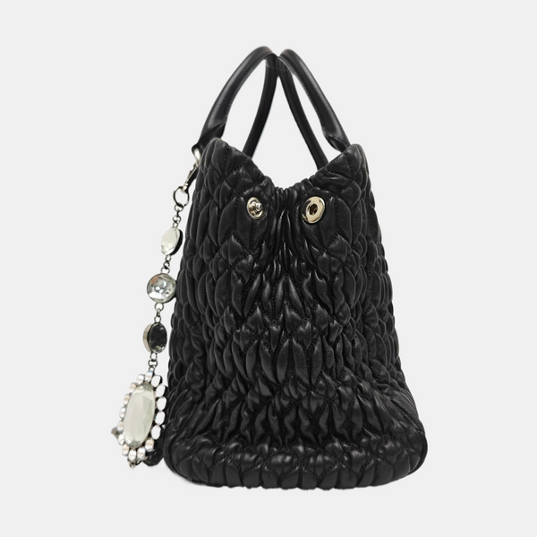 Lambskin Top Handle Bag Black