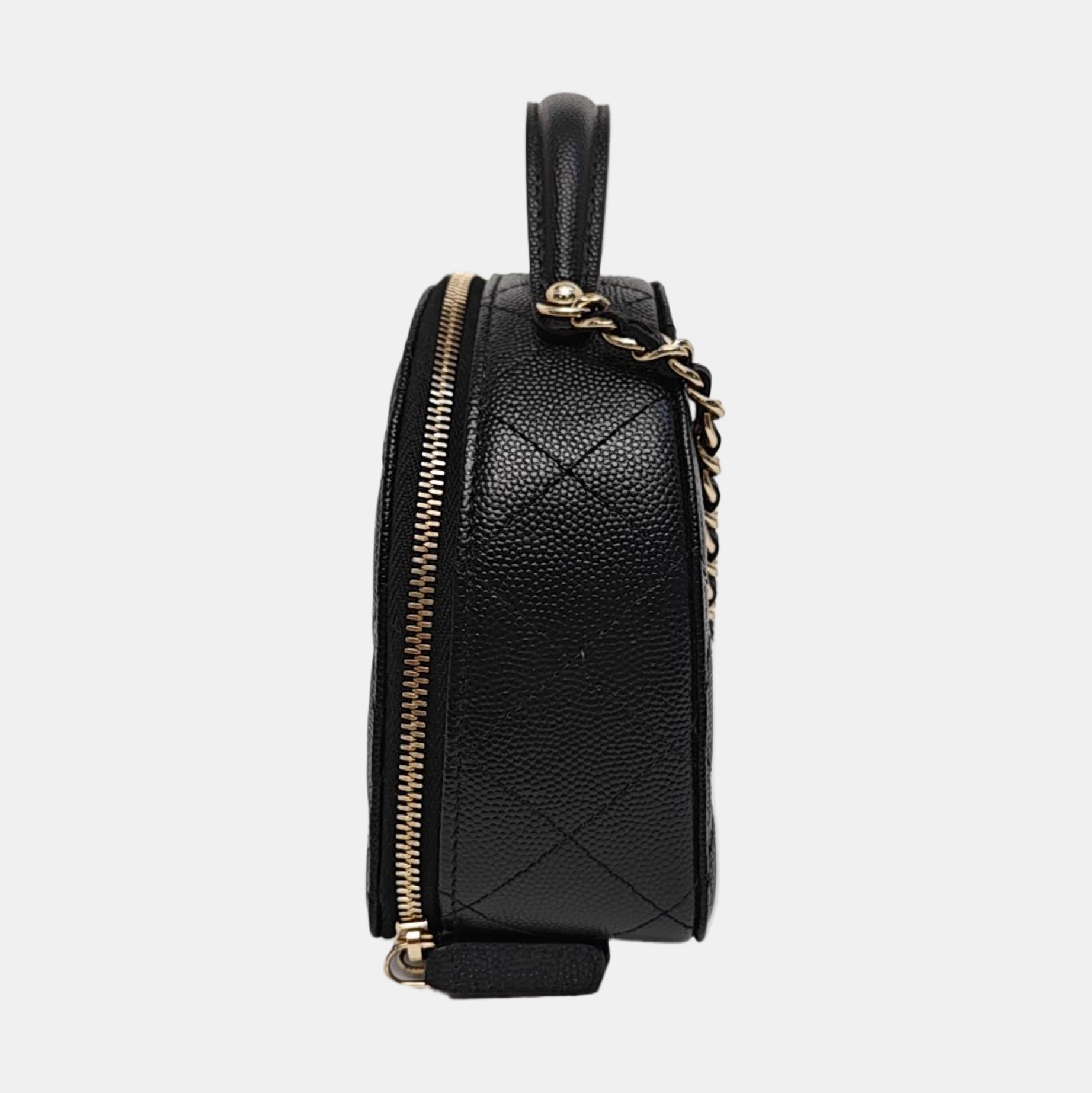 Quilted Grained Calfskin Shoulder Bag Black