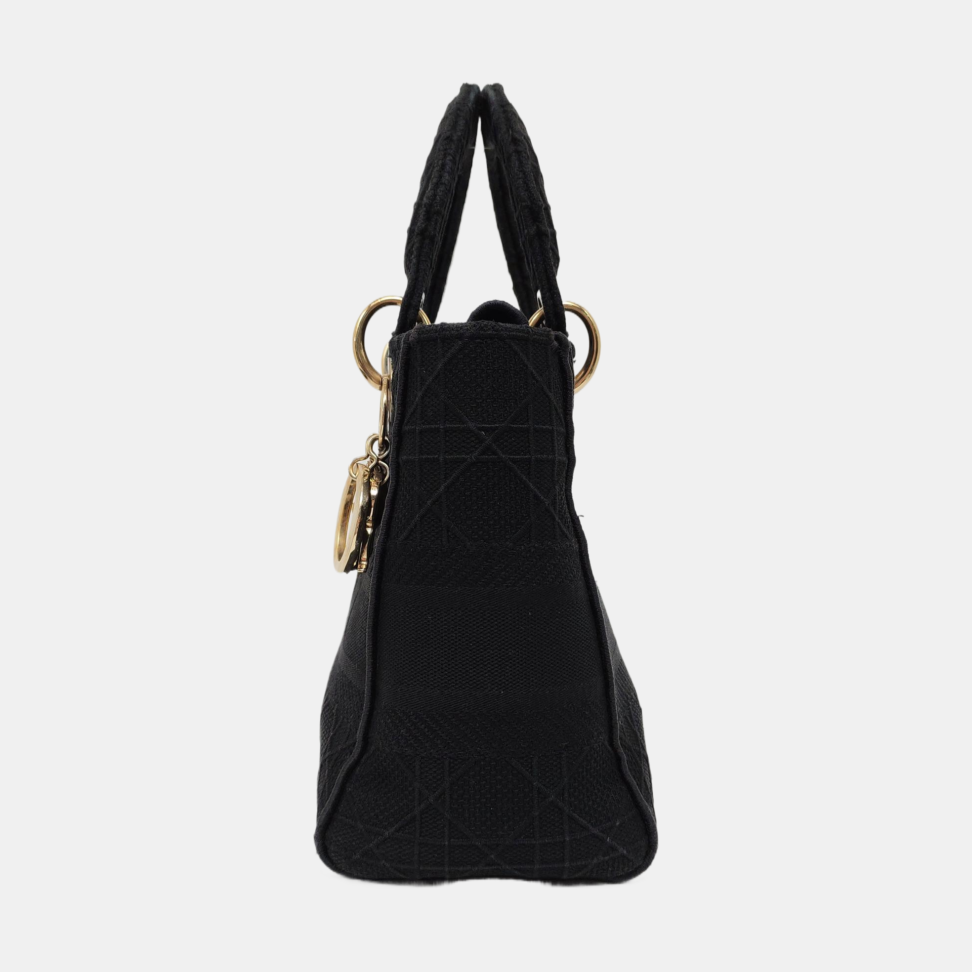Authenticated pre-owned  Lady D-Lite Medium Cannage Canvas Black - Shoulder Bag at Looply