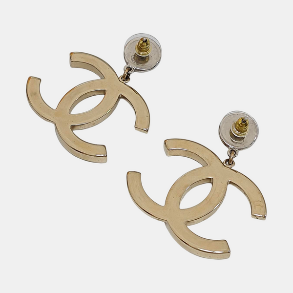 CC Logo Metal Gold Stud Earrings