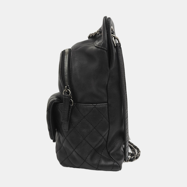 Quilted Calfskin Backpack Black