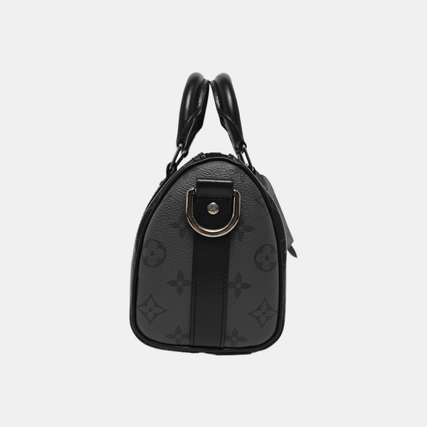 KEEPALL 25 Monogram Coated Canvas Black