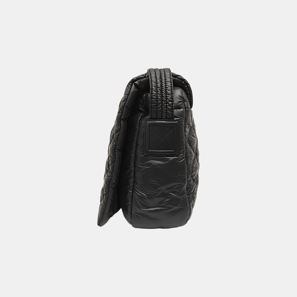 Quilted Nylon Shoulder Bag Black