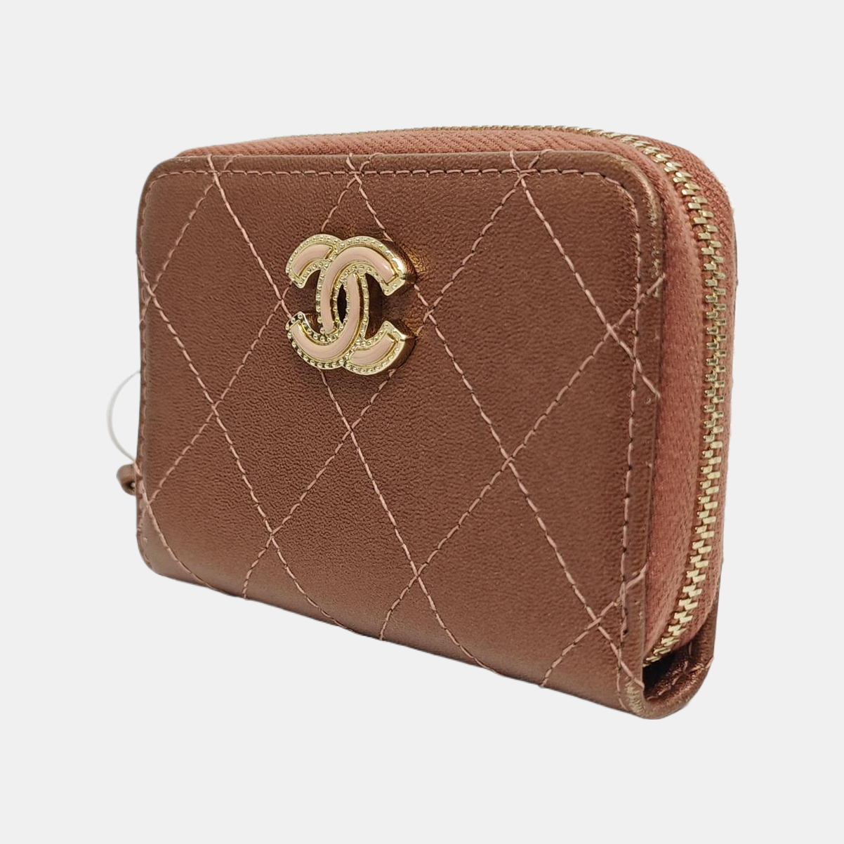 Quilted Lambskin Card Holder Beige