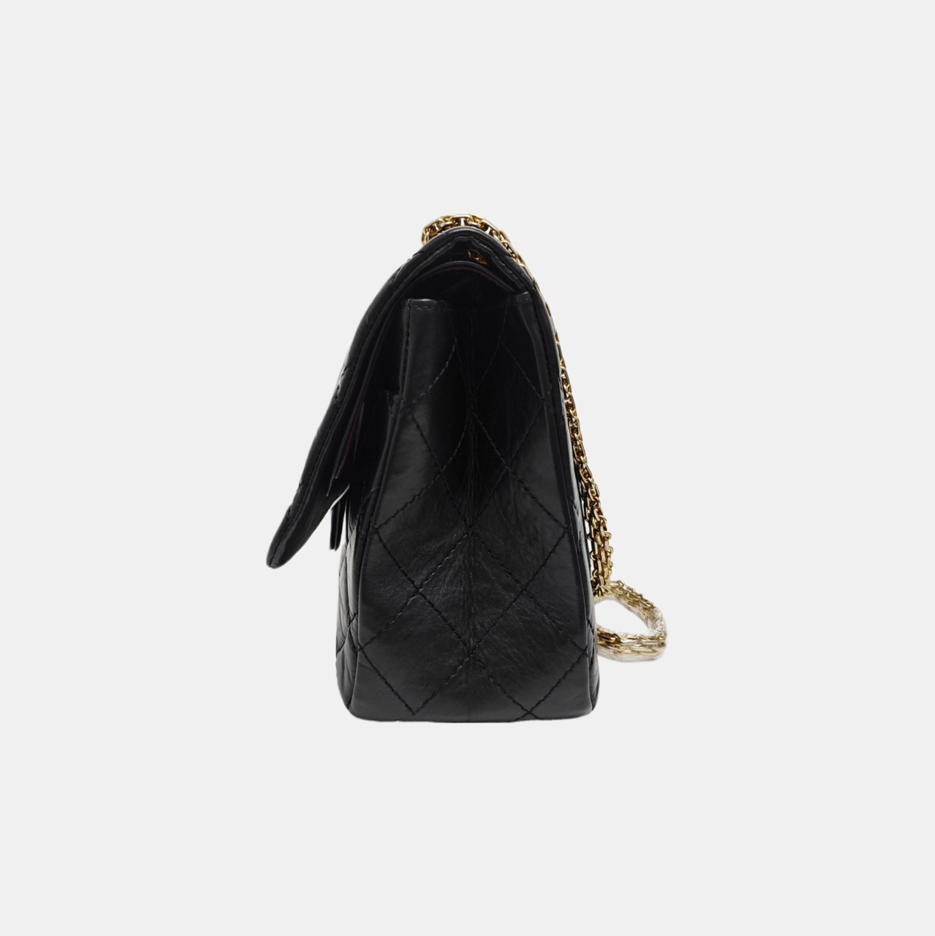 2.55 Maxi Quilted Waxed Cafskin Black