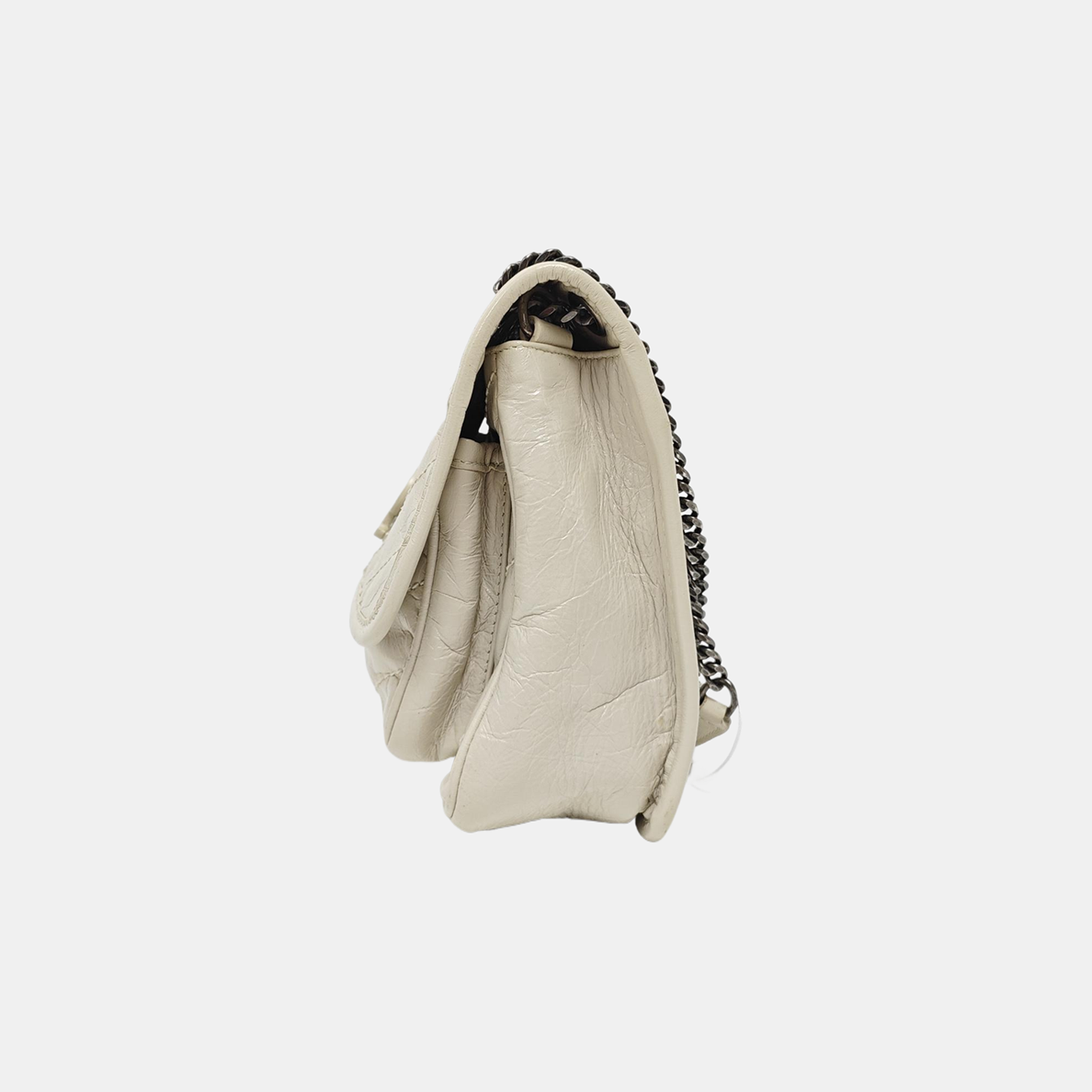 NIKI Small Chevron Calfskin White