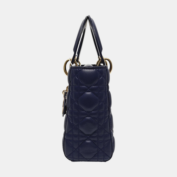 Authenticated pre-owned  Lady Dior Small Cannage Lambskin Blue - Tote Bag at Looply