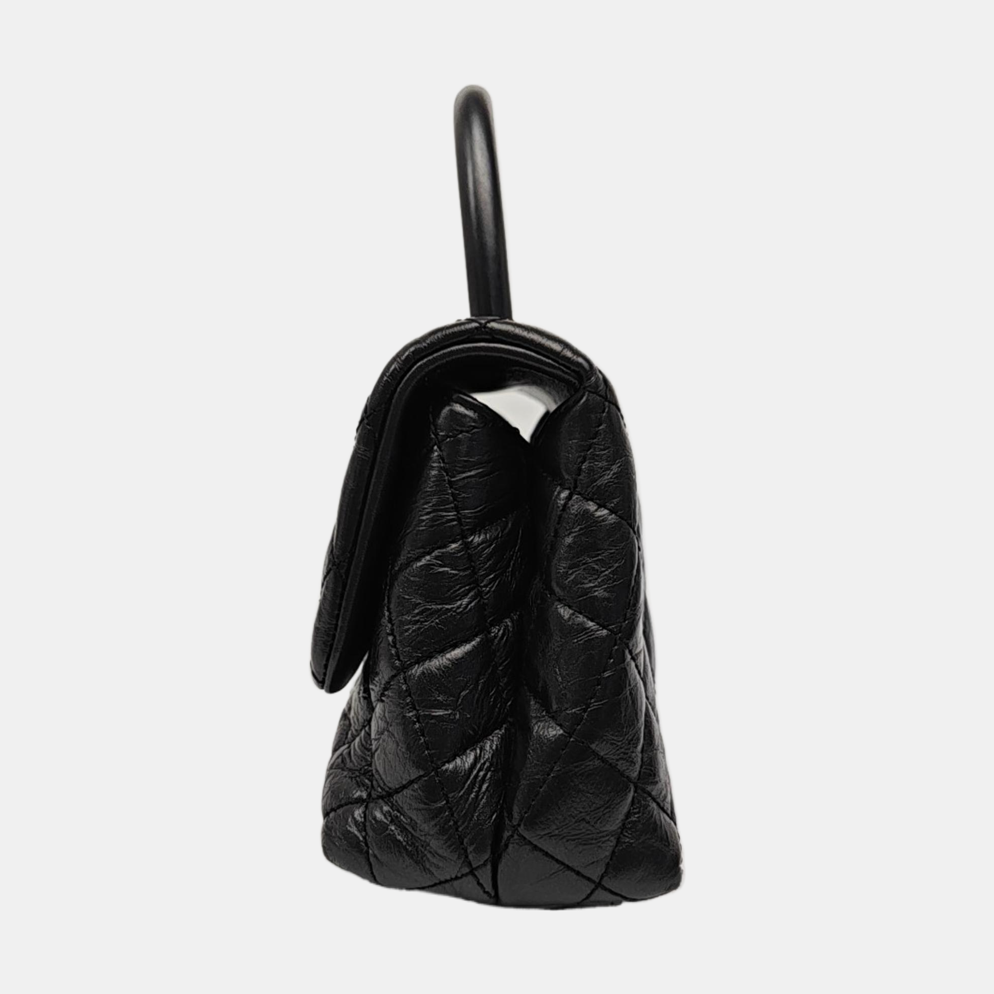 COCO HANDLE Small Quilted Calfskin Black