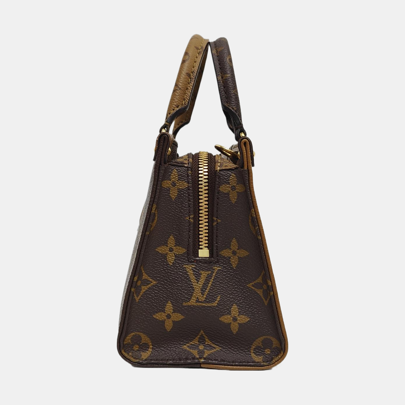 ONTHEGO EAST WEST PM Monogram Coated Canvas Brown