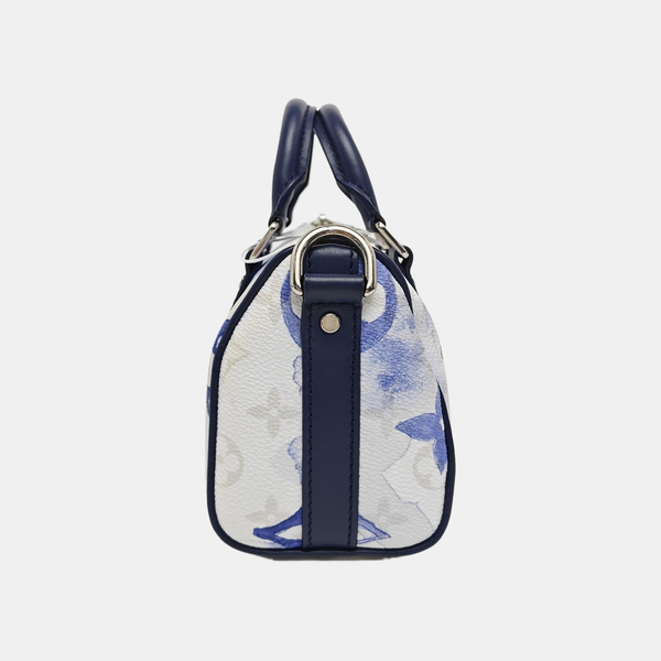 Authenticated pre-owned  KEEPALL Nano Monogram Coated Canvas Blue - Shoulder Bag at Looply