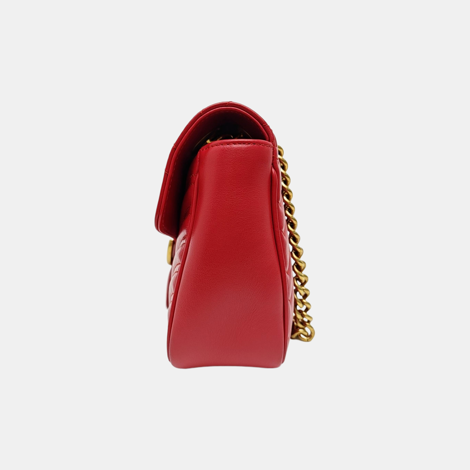 GG Marmont Medium Quilted Calfskin Red