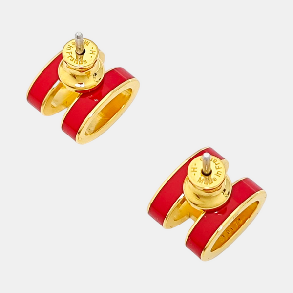 Pop H Metal Gold Stud Earrings