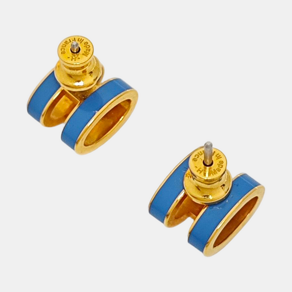Pop H Metal Gold Stud Earrings