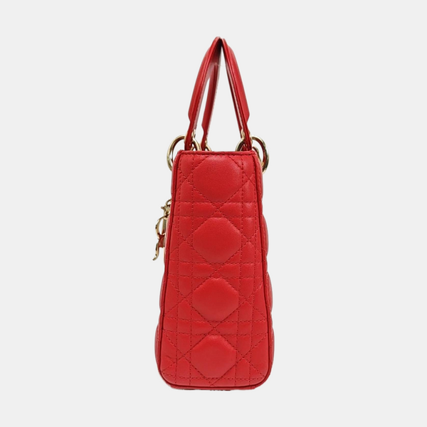 Lady Dior Small Cannage Lambskin Red