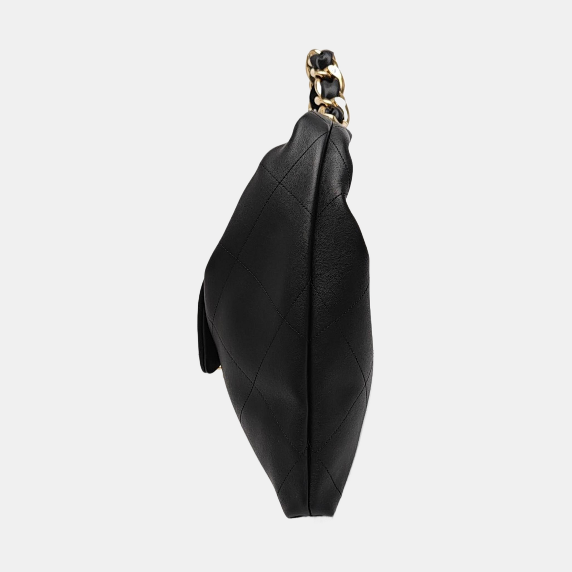Quilted Calfskin Top Handle Bag Black