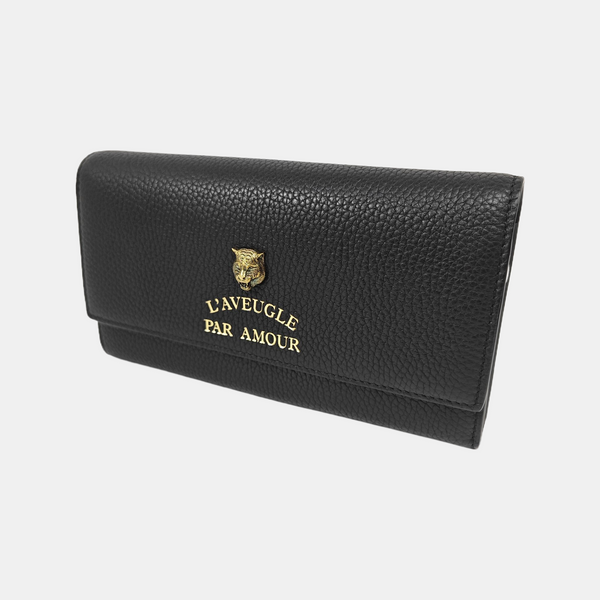 Animalier Calfskin Black Wallet