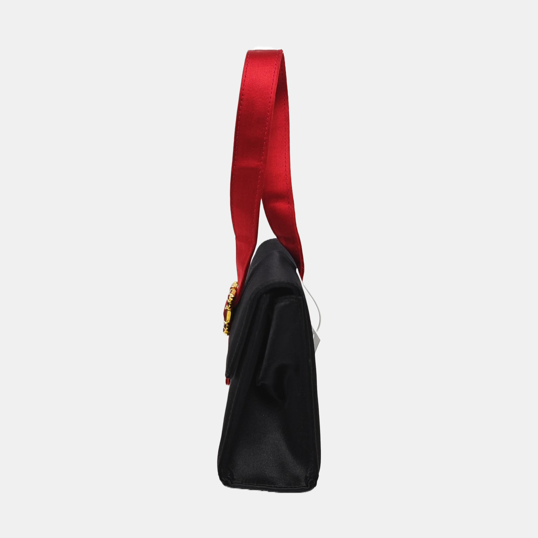 Silk Satin Top Handle Bag Black