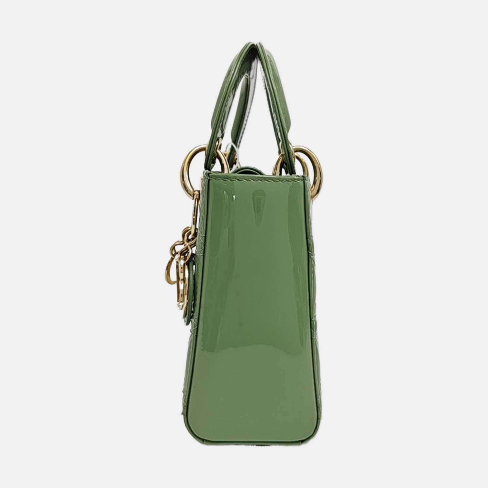 Lady Dior Mini Cannage Patent Leather Green