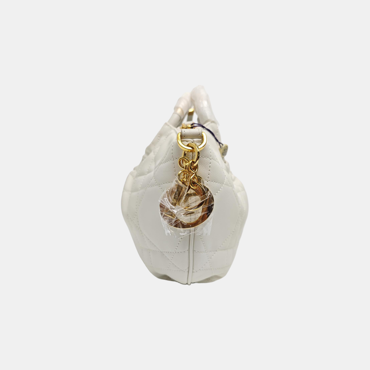 Cannage Calfskin Shoulder Bag White