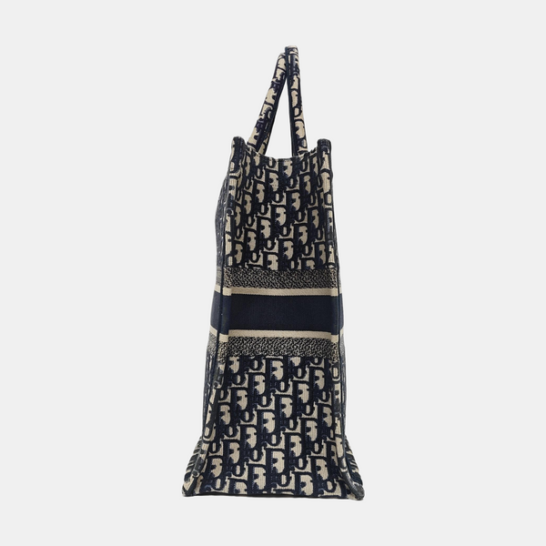 Book Tote Large Oblique Canvas Blue