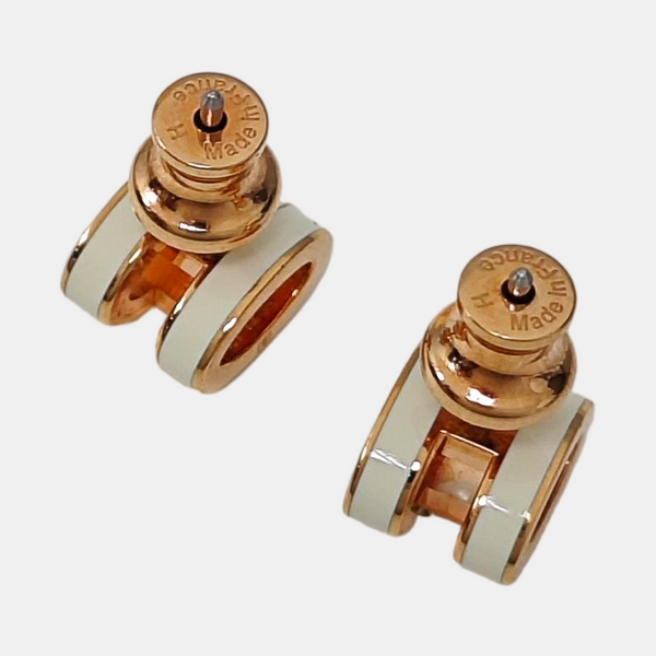 Pop H Metal White Stud Earrings