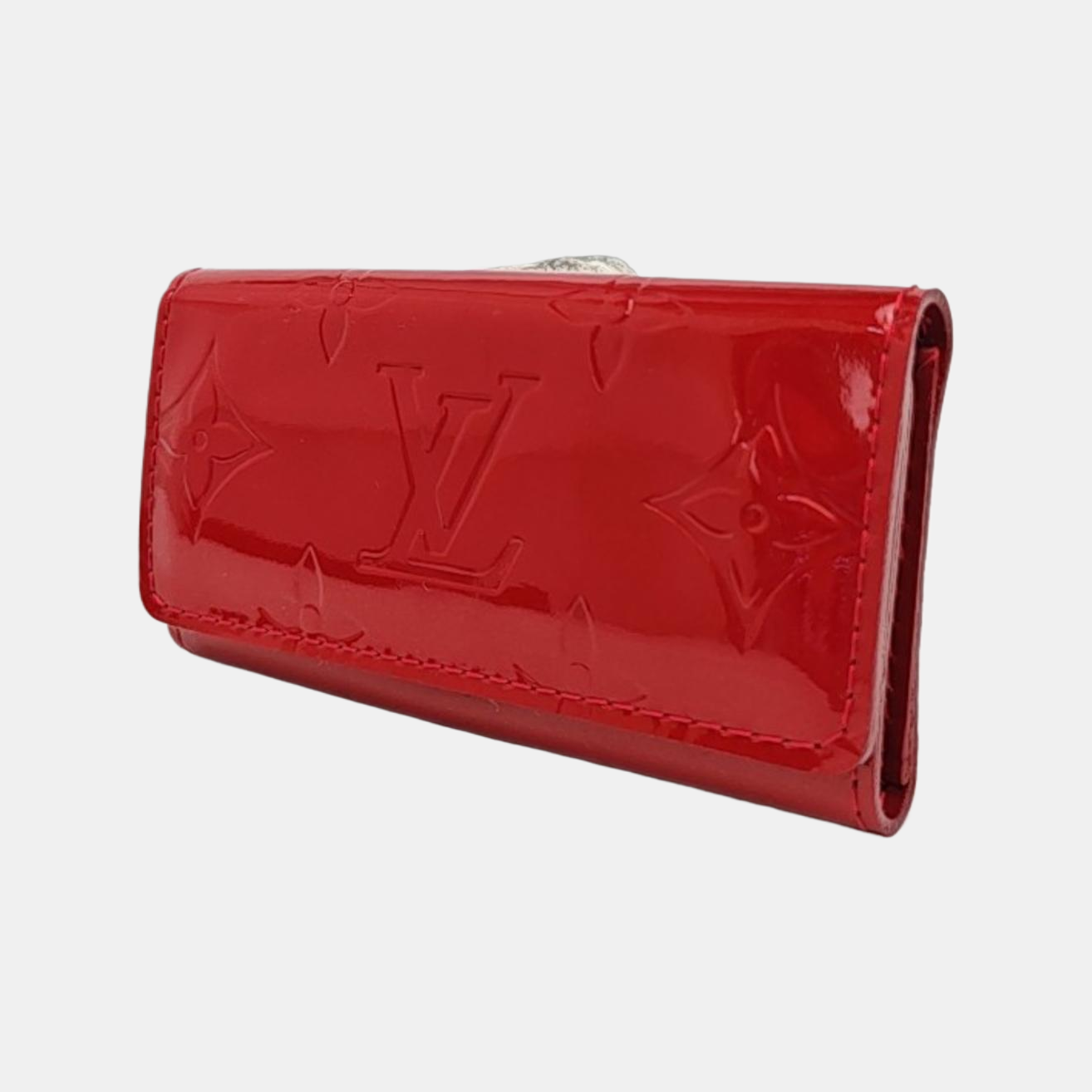 Monogram Patent Leather Key Pouch Red