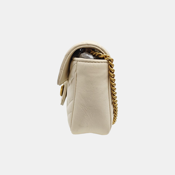 GG Marmont Mini Quilted Calfskin White
