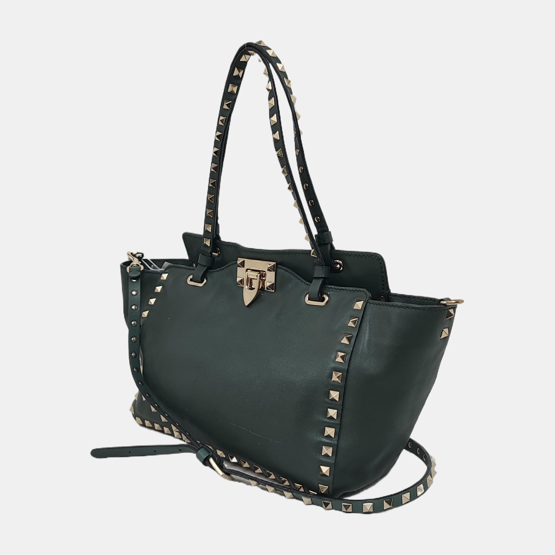 Authenticated pre-owned  Rockstud Small Calfskin Green - Tote Bag at Looply
