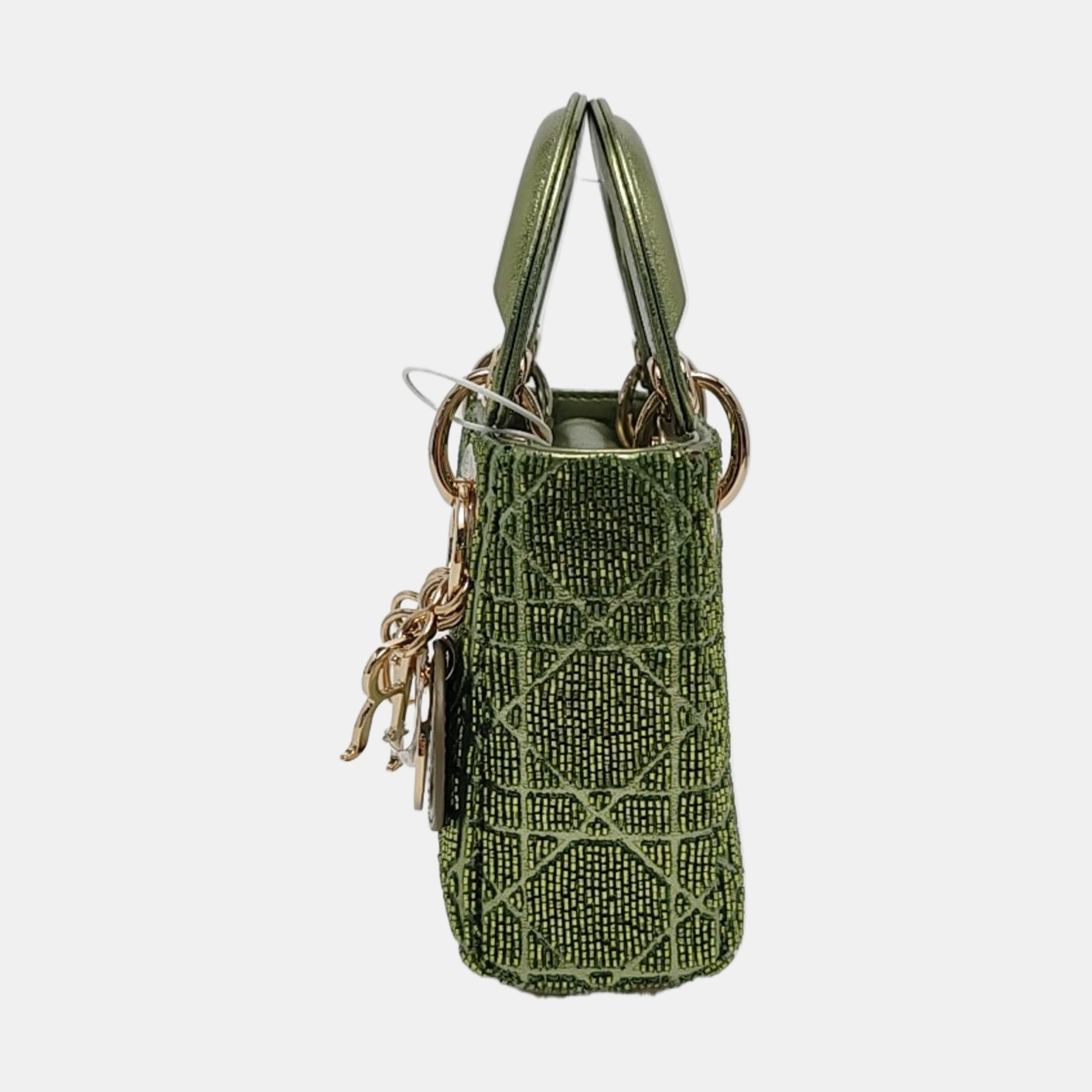 Authenticated pre-owned  Lady Dior Super Mini Cannage Special Material Green - Shoulder Bag at Looply
