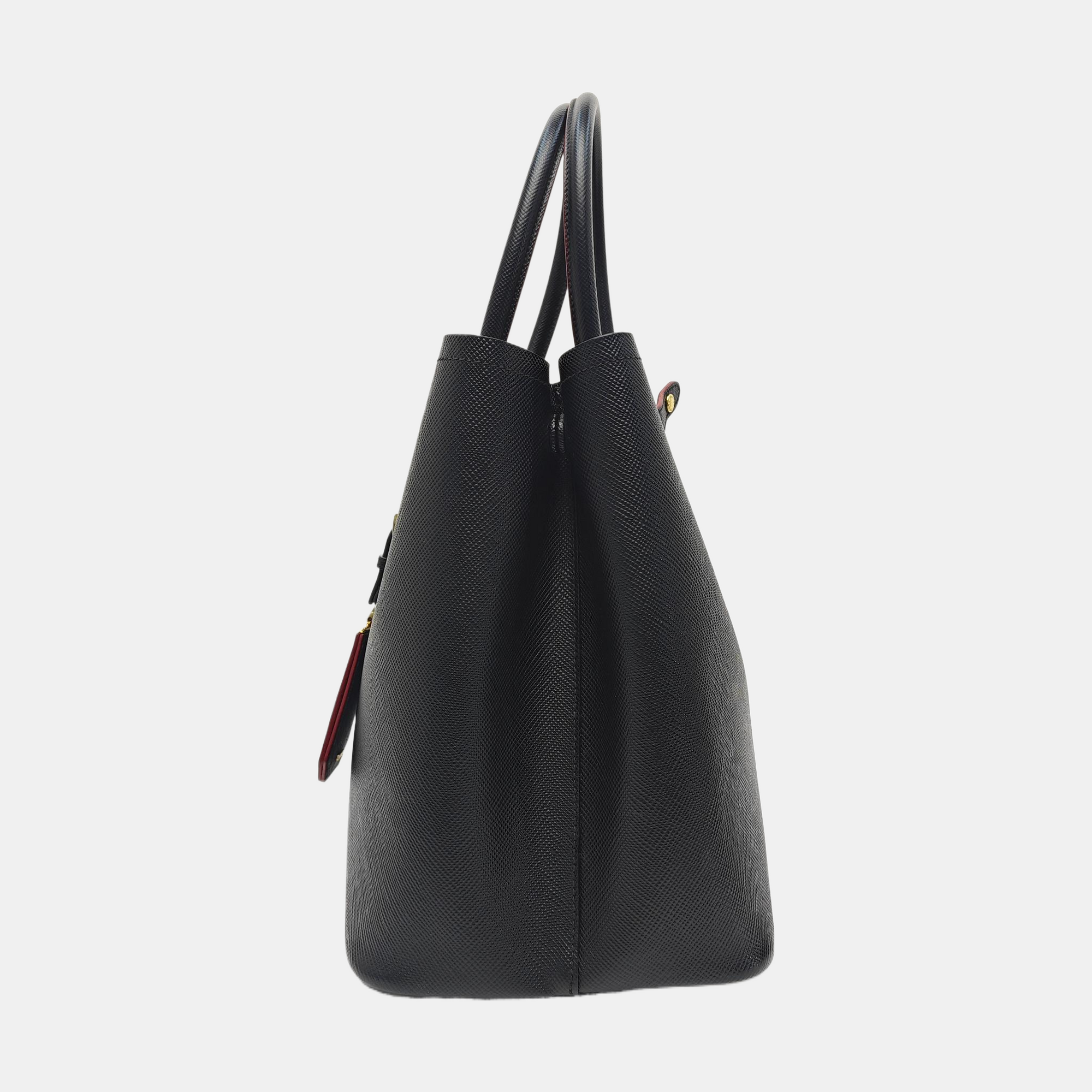Double Medium Saffiano Calfskin Black