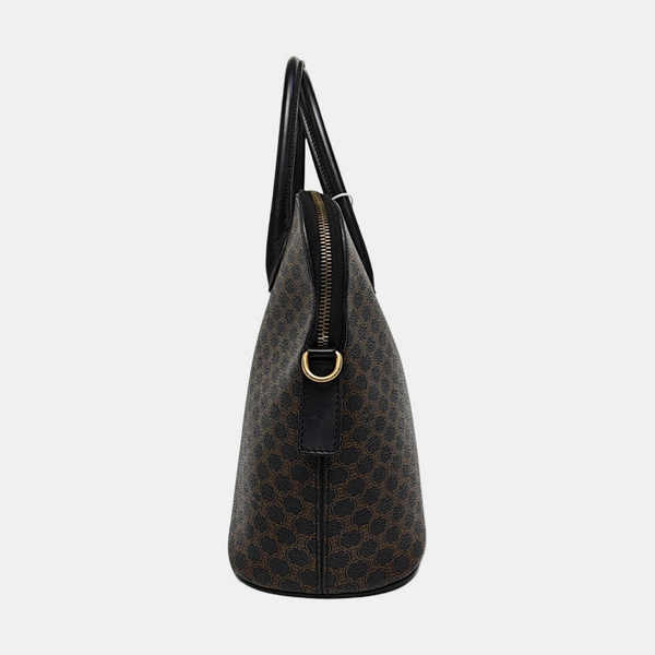 Coated Canvas Top Handle Bag Brown